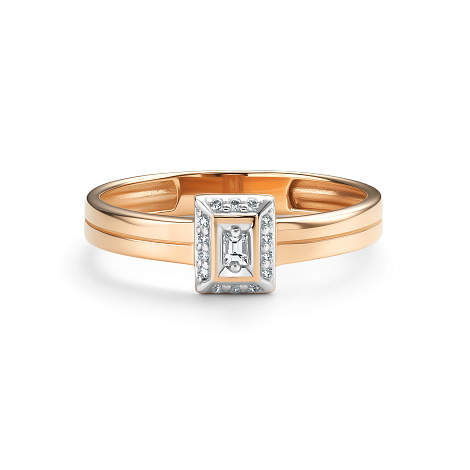 Inel din aur roșu cu pietre Diamant