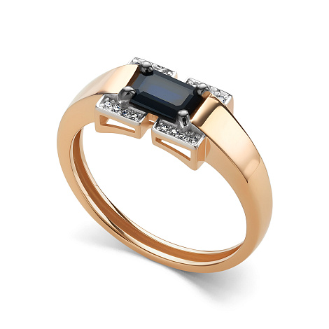 Inel din aur roșu cu pietre Diamant, Safir