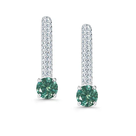 Cercei din argint cu Cubic Zirconia Incolor, Moissanite Verde