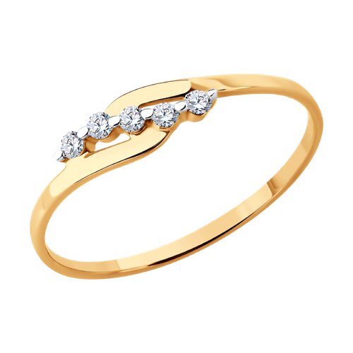 Inel din aur roșu cu pietre Cubic Zirconia Incolor
