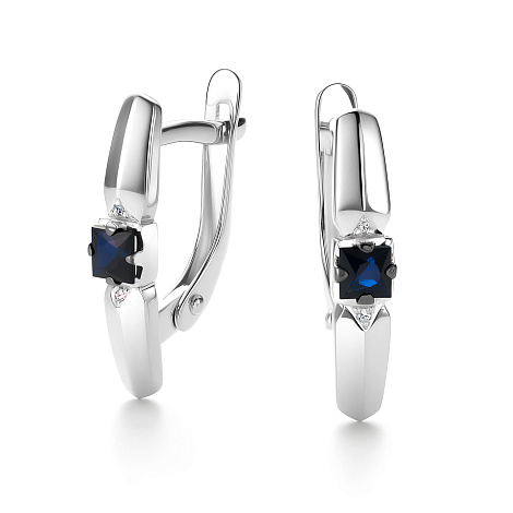 Cercei din aur alb cu pietre Diamant, Safir