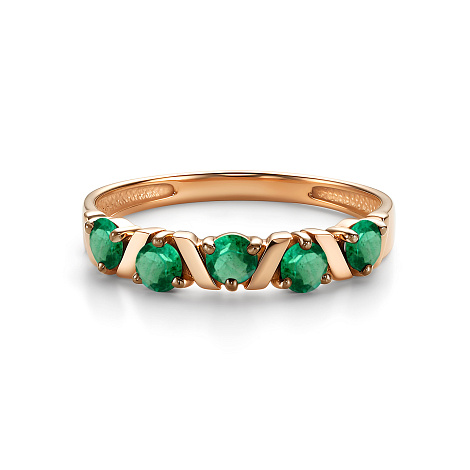 Inel din aur roșu cu pietre Smarald