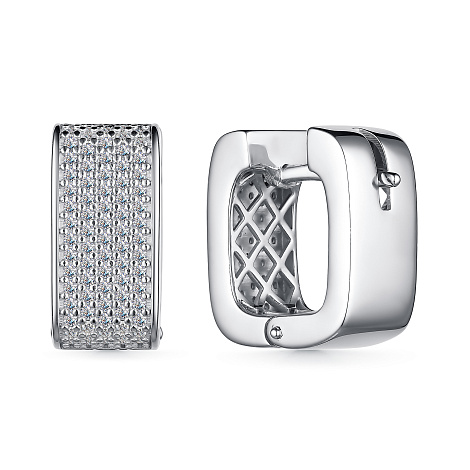 Cercei Creole din argint  cu pietre Cubic Zirconia Incolor