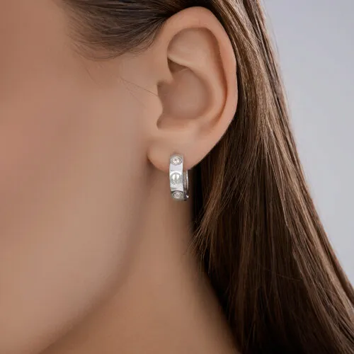 Cercei Creole din argint cu Cubic Zirconia Incolor