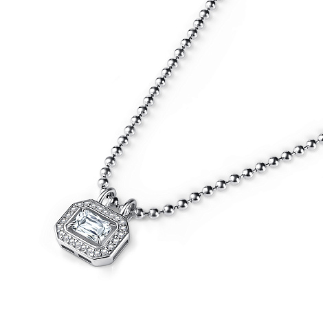 Колье из серебра с камнями Фианит, Горный хрусталь