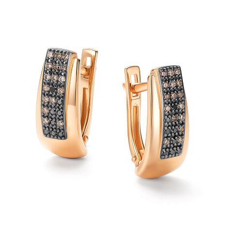 Cercei din aur roșu cu pietre Diamant negru, Diamant Cognac