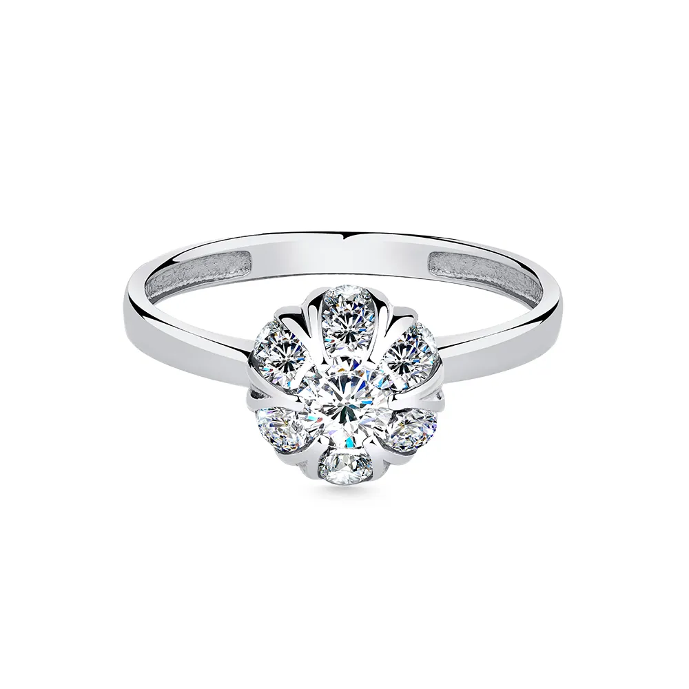 Inel din aur alb cu Cubic Zirconia Incolor