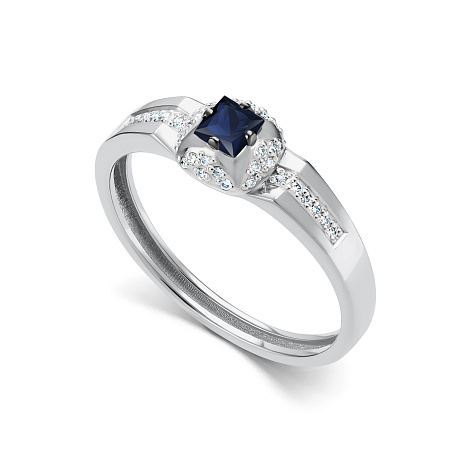 Inel din aur alb cu pietre Diamant, Safir