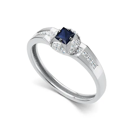Inel din aur alb cu Diamant, Safir