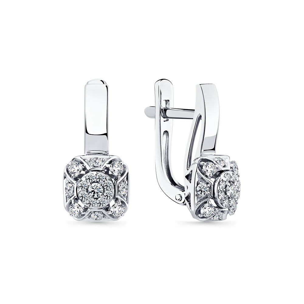 Cercei din aur alb cu pietre Diamant