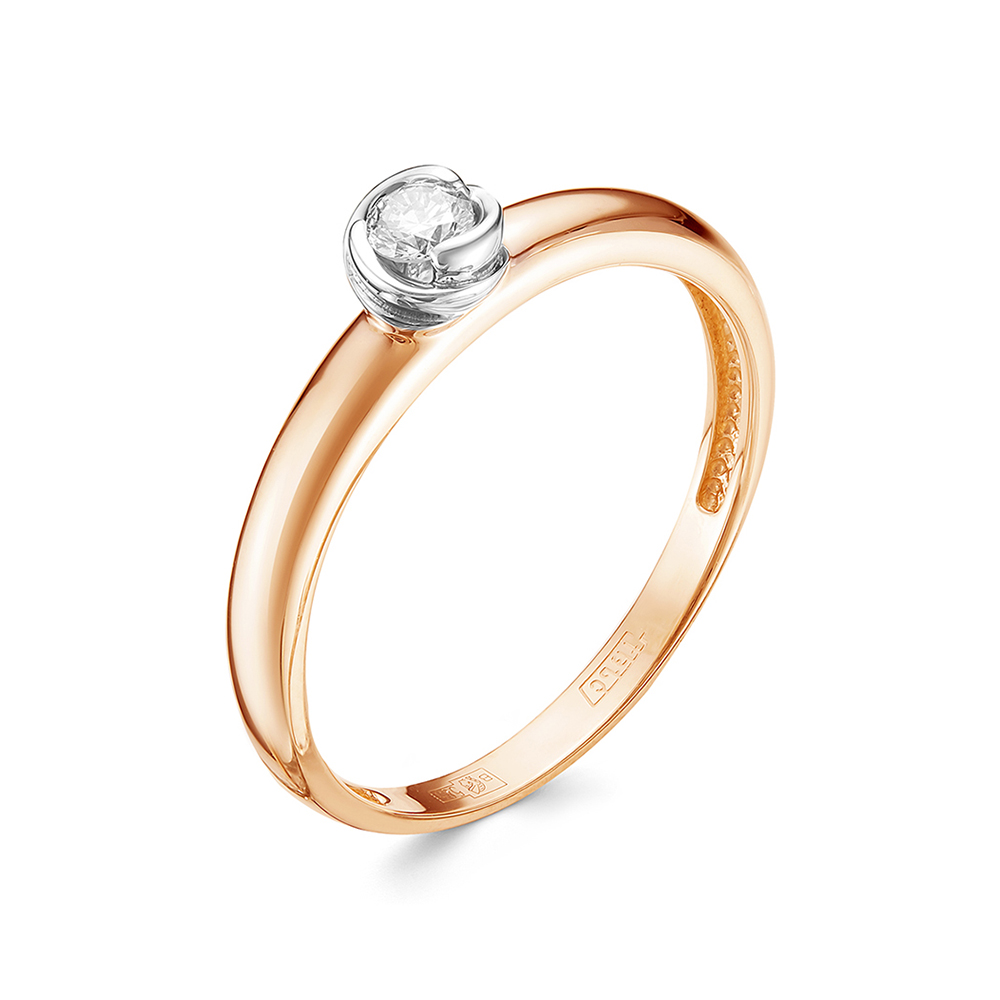 Кольцо из красного золота с камнями Бриллиант