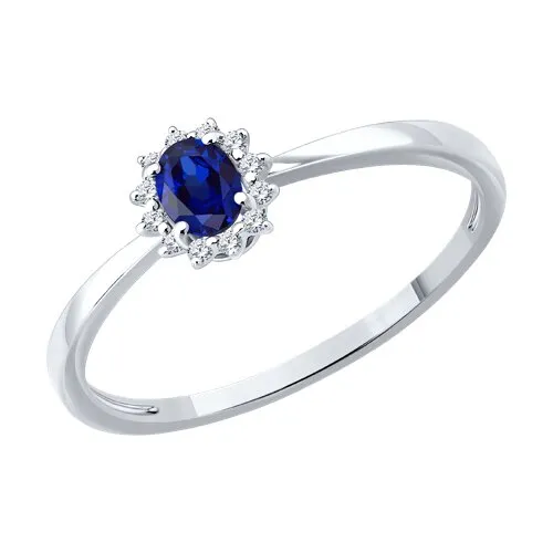 Inel din aur alb cu Diamant, Safir