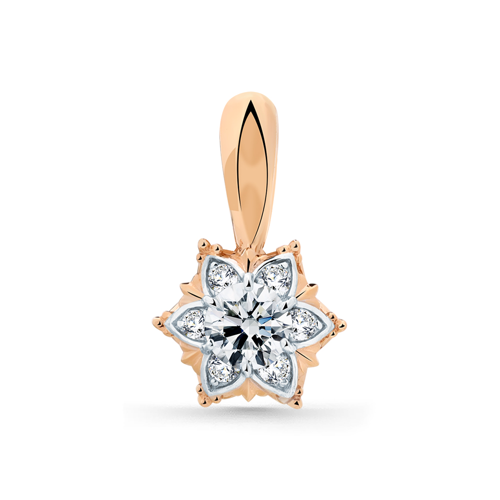Pandantiv din aur roșu cu pietre Cubic Zirconia Incolor