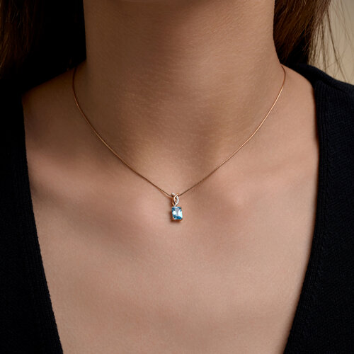 Pandantiv din aur roșu cu Cubic Zirconia Incolor, Topaz Swiss
