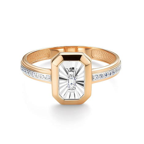 Кольцо из красного золота с камнями Бриллиант