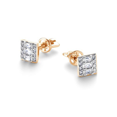 Cercei Pusete din aur roșu cu pietre Diamant