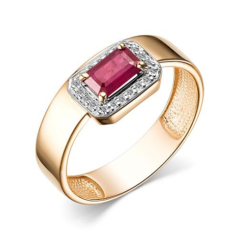 Кольцо из красного золота с камнями Бриллиант, Рубин