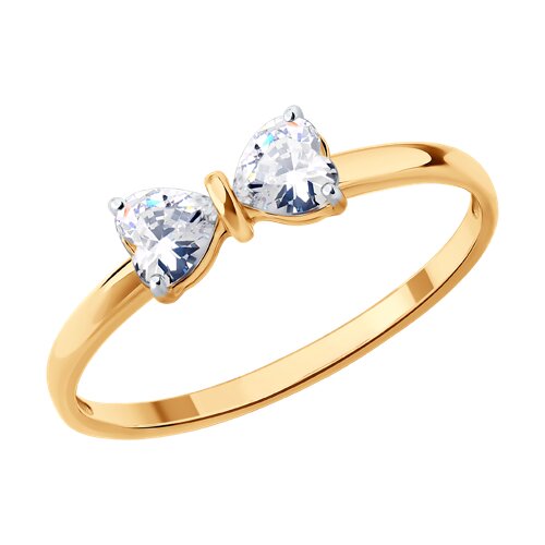 Inel din aur roșu cu Cubic Zirconia Incolor