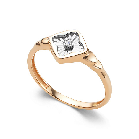 Кольцо из красного золота с камнями Бриллиант