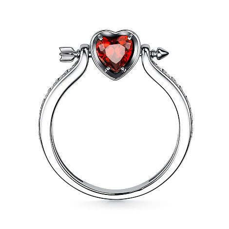 Кольцо из серебра с камнями Фианит Красный, Фианит