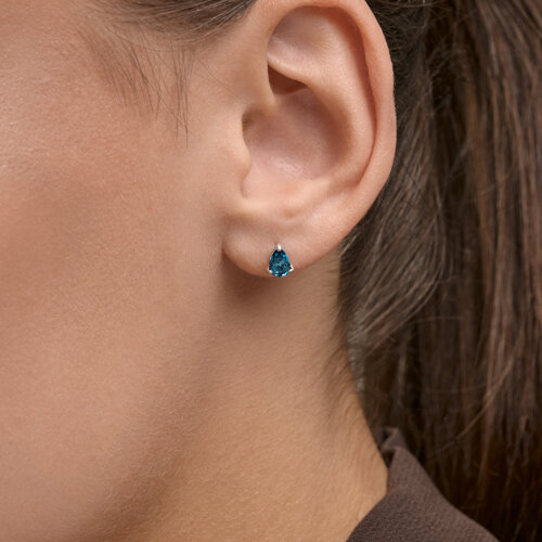 Серьги Пусеты из серебра с камнями Кристалл синий