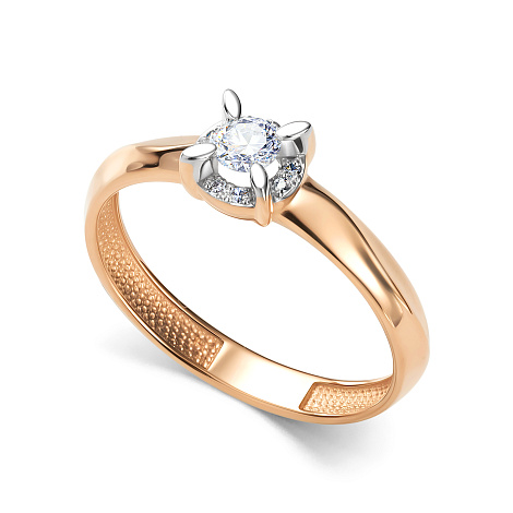 Кольцо из красного золота с камнями Бриллиант