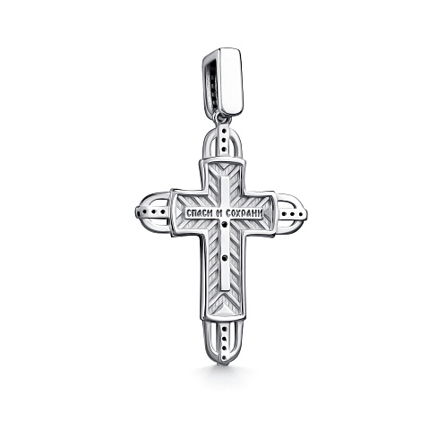 Крестик из серебра с камнями Фианит Чёрный