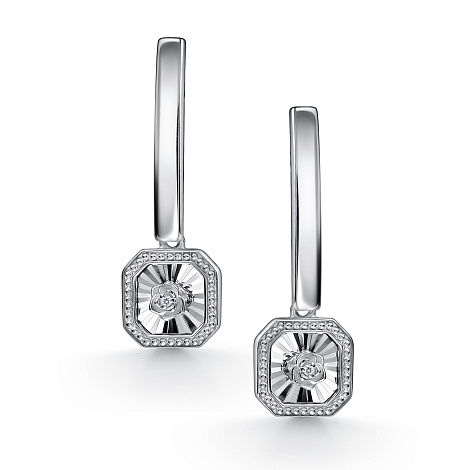 Серьги Длинные из серебра с камнями Бриллиант