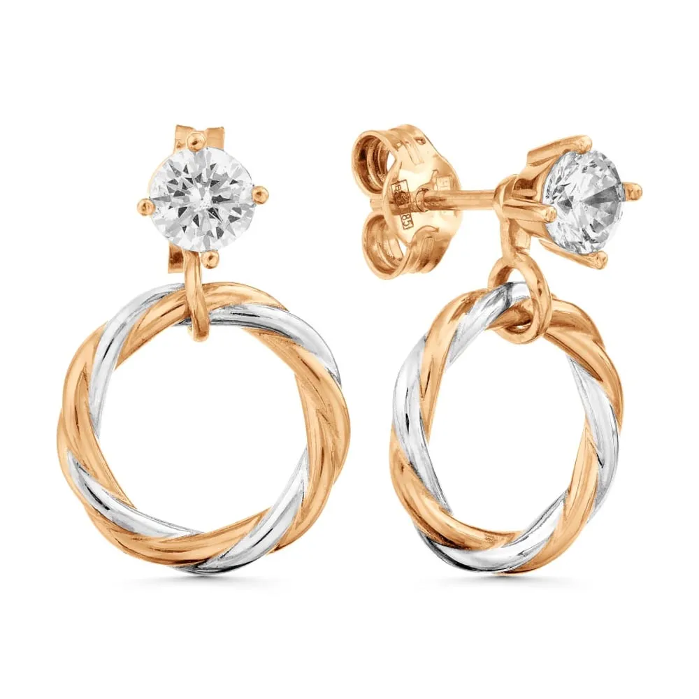 Cercei Pusete din aur roșu cu Cubic Zirconia Incolor