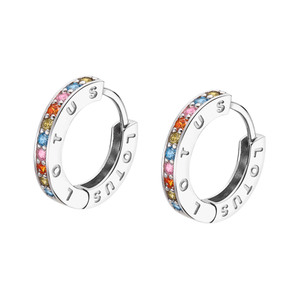 Cercei Creole din argint cu Cubic Zirconia Multicoloră