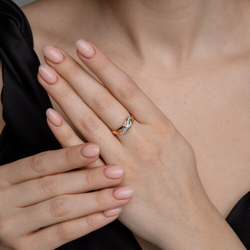 Inel din aur roșu cu pietre Cubic Zirconia Incolor