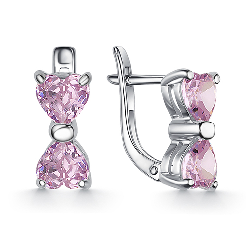 Cercei din argint  cu pietre Cubic Zirconia Roz