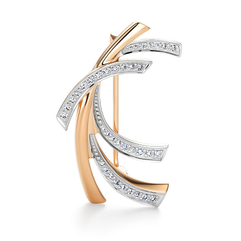 Брошь из красного золота с камнями Бриллиант