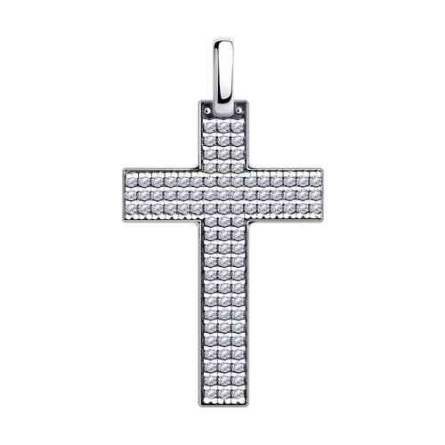 Cruce din argint  cu pietre Cubic Zirconia Incolor