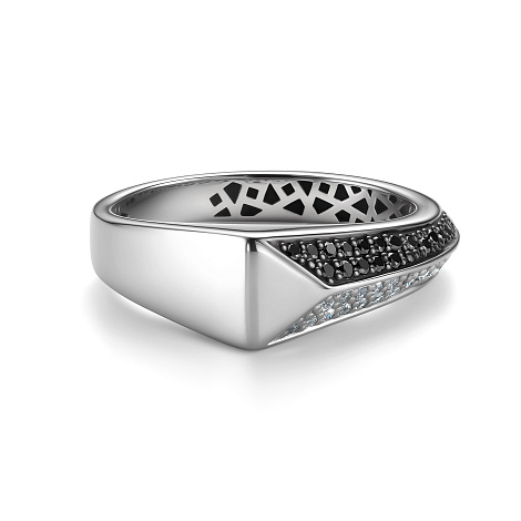 Inel din aur alb cu pietre Diamant, Diamant negru