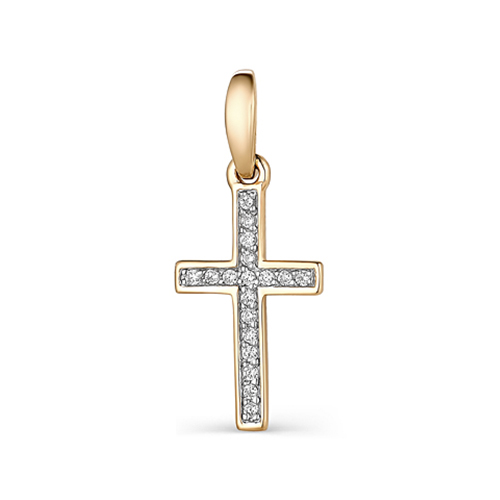 Cruce din aur roșu cu pietre Cubic Zirconia Incolor