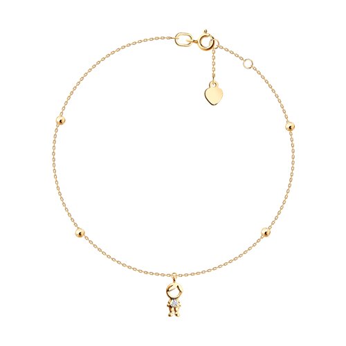 Brățară Mama/Copil din aur roșu cu pietre Cubic Zirconia Incolor