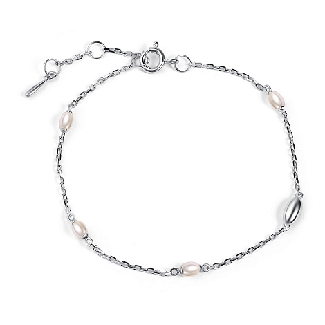 Браслет из серебра с камнями Жемчуг имит.