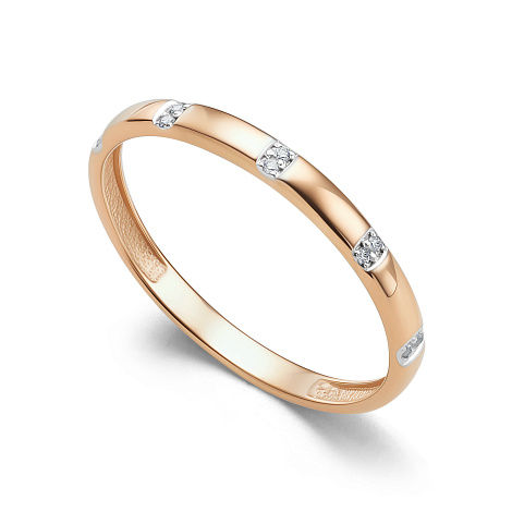 Verighetă din aur roșu cu pietre Diamant