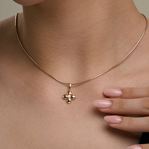 Подвеска из красного золота с камнями Фианит