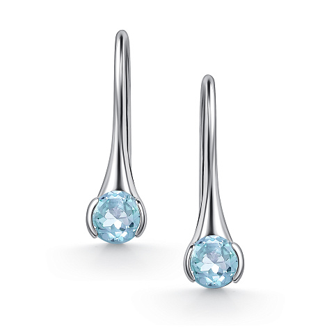 Серьги из серебра с камнями Топаз голубой