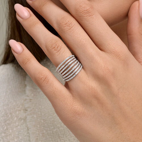 Inel din aur alb cu pietre Diamant