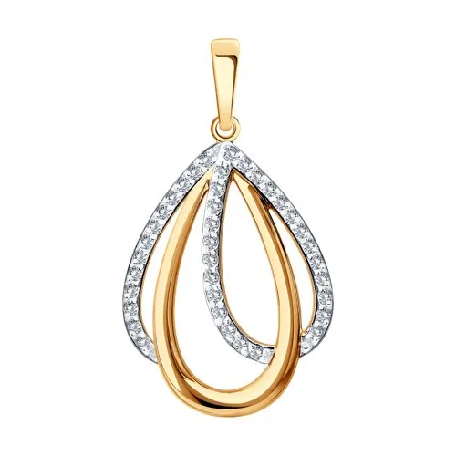 Pandantiv din aur roșu cu Cubic Zirconia Incolor