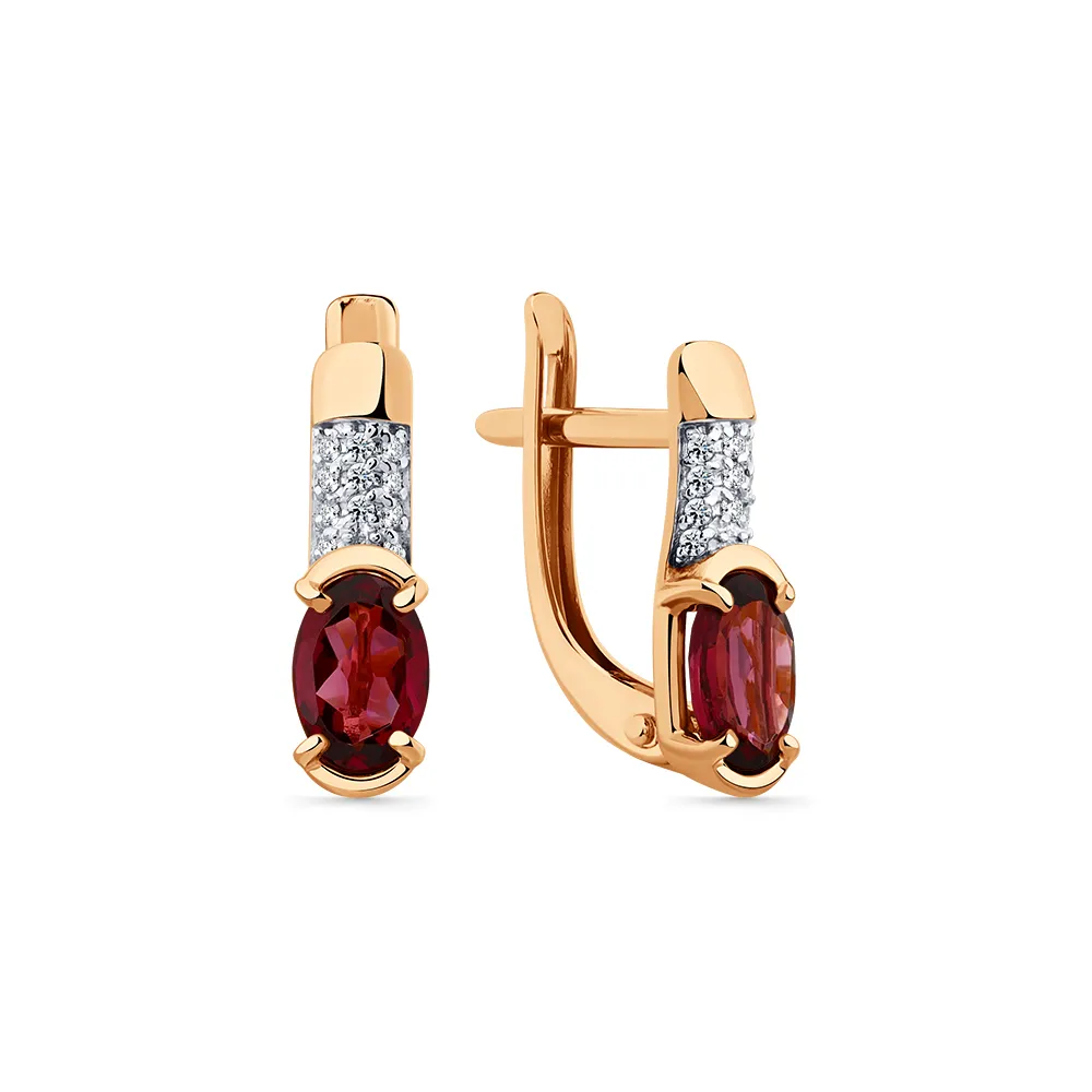 Cercei din aur roșu cu Cubic Zirconia Incolor, Rodolit