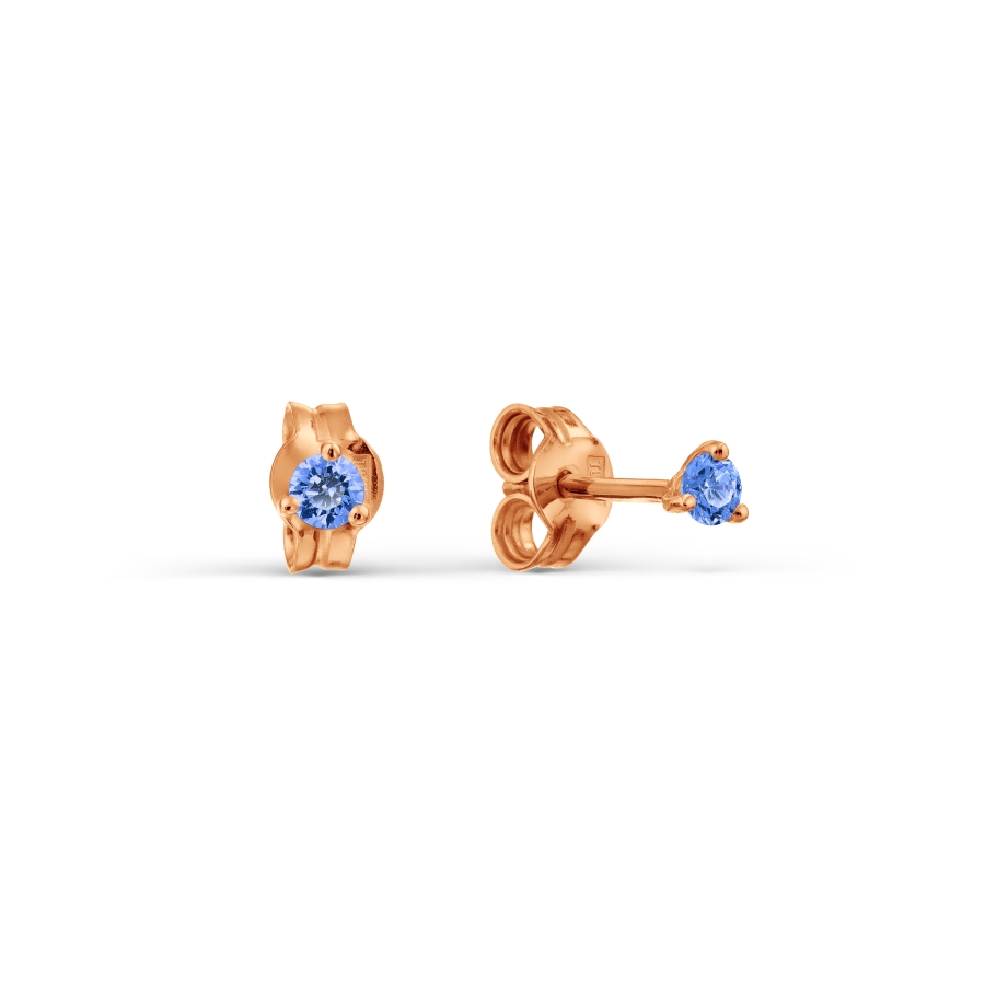 Cercei Pusete din aur roșu cu pietre Cubic Zirconia Albastru Safir