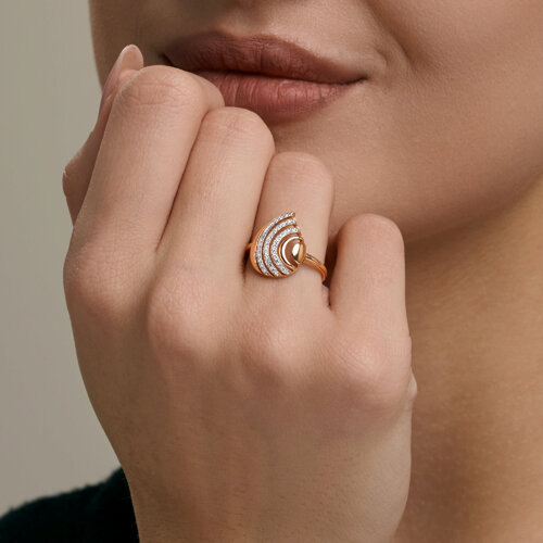 Inel din aur roșu cu pietre Cubic Zirconia Incolor