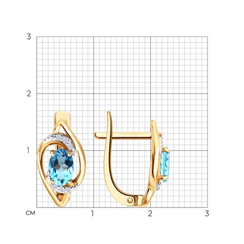 Cercei din aur roșu cu Cubic Zirconia Incolor, Topaz Swiss