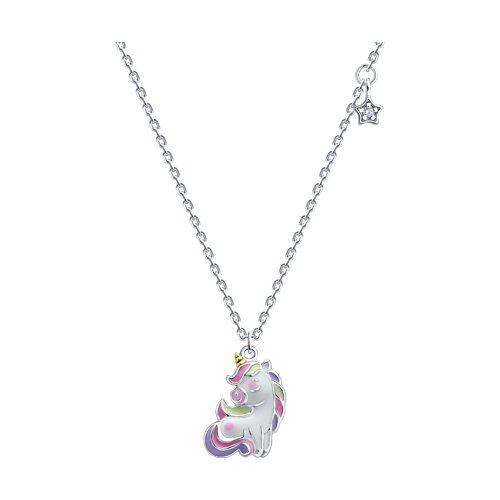 Colier din argint cu Cubic Zirconia Incolor, Emailare