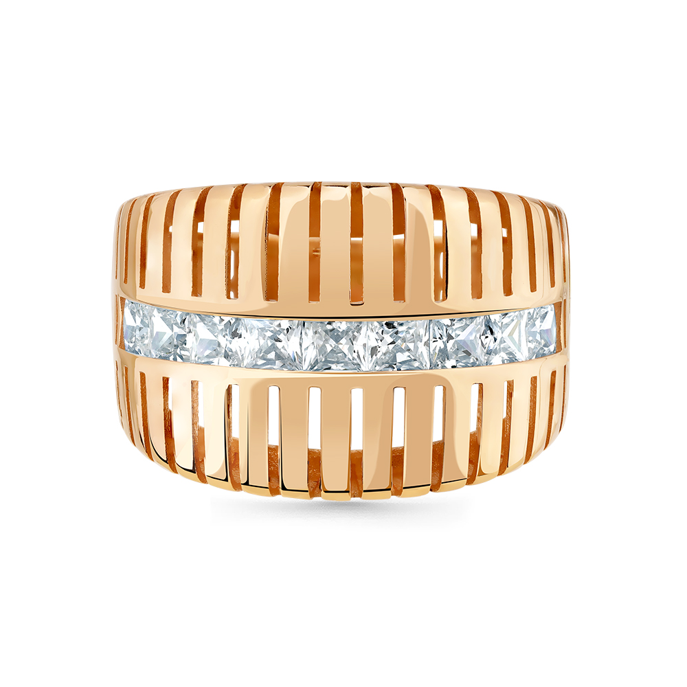 Inel din aur roșu cu pietre Cubic Zirconia Incolor