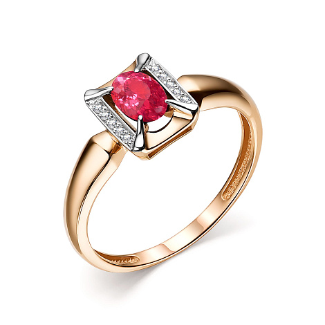 Кольцо из красного золота с камнями Бриллиант, Рубин